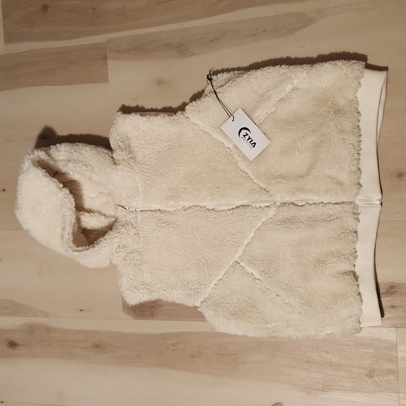 Zyia Active Hooded Teddy Vest #1349 Cream White Womens XXL NWT - Picture 1 of 7